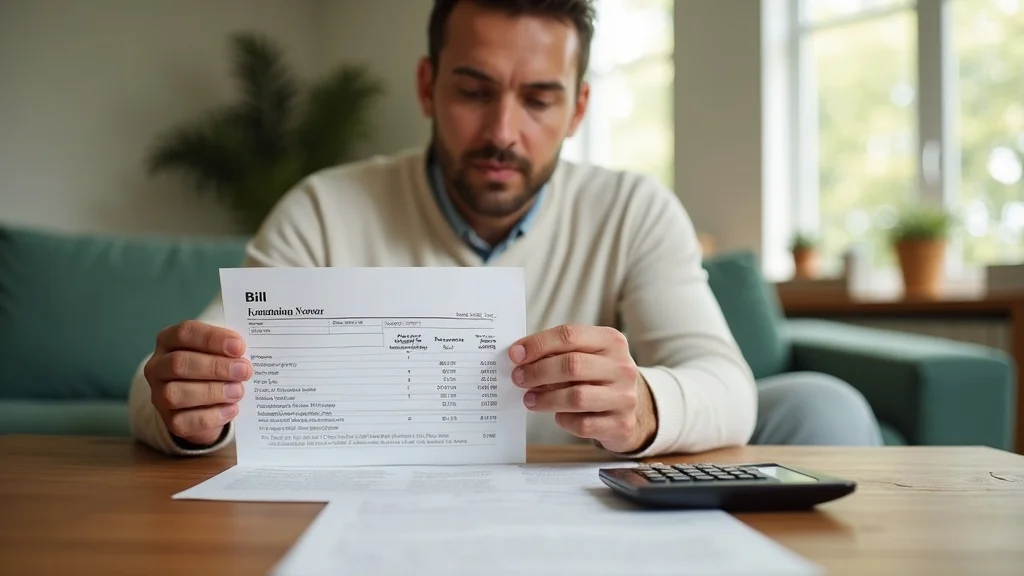 Person reviewing air quality testing bill at home, air quality testing water damage