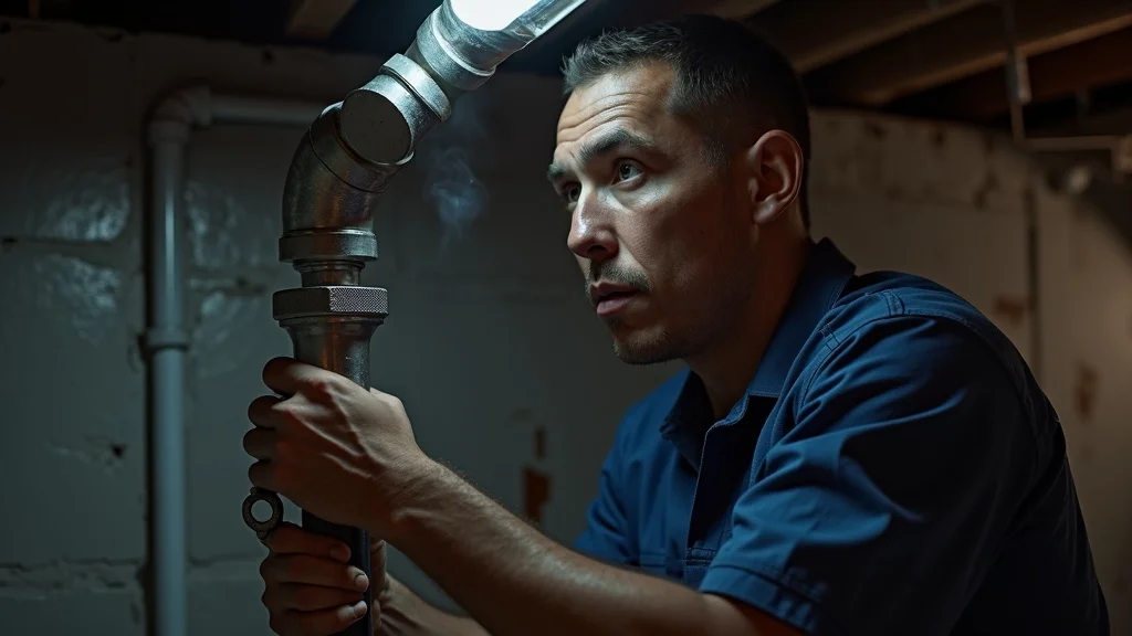 Professional plumber fixing a burst pipe with a pipe wrench beneath a residential crawl space, demonstrating burst pipe repair Kyle expertise in a Texas home.